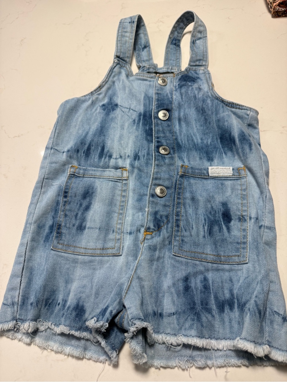 7 For All Mankind Light Blue Denim Short Overalls 12 months